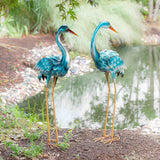 35" Tall Blue Heron Statue Pair, Garden Figurines Set of 2