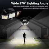 SZRSTH Solar Lights Waterproof Motion Sensor Security Lights with Wireless Remote Control - 2500LM 3Heads 210LED Flood Lights