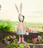 Plow & Hearth Metal Storybook Rabbit Garden Statue, 6.50 x 9.50 x 28.25 Inches