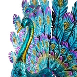 22" Metal Feather Spread Peacock Outdoor Decor Statue