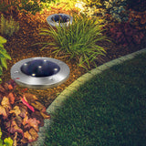 Mainstays Solar Powered Stainless Steel LED Landscape Disc Lights, 4 Count