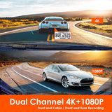 Vantrue N4 3 Channel 4K Dash Cam, 4K+1080P Front and Rear Three Way Triple Car Camera