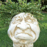 Antique White Grumpy & Granny The Face Statue Planter Ornaments
