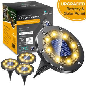 illuminlabs Stainless Steel Solar Ground Lights, LED Disk Lights