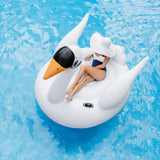 Intex Giant White Mega Swan Inflatable Swimming Pool Toy Float Ride On Kids Raft, 76.5 x 60 x 58 Inches