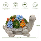 Goodeco Solar Garden Statue, Turtle Figurine with Succulent and 7 LED Lights