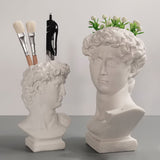 GadgetVLot Flower Pot Vase Art Sculpture Resin Statue Creative Small Head David Portrait Home Decoration Pen Holder