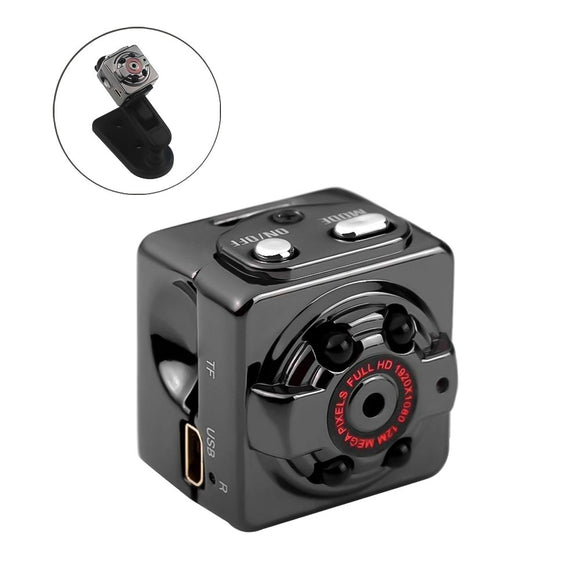 960P 2MP MINI Micro Camera Full HD Video Cam Night Vision Audio Motion Detection for Baby Pet Outdoor Office Car Home Security with Clip Camera Mount USB Data Cable Bulit-in Battery Black