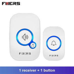 FUERS Wireless Doorbell Push Button Smart Home Security Alarm Welcome Doorbell