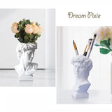 GadgetVLot Flower Pot Vase Art Sculpture Resin Statue Creative Small Head David Portrait Home Decoration Pen Holder