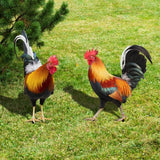 Garden Acrylic Rooster Statue, 2pcs Chicken Sculpture For Yard Decor