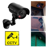 Fake Camera Dummy Waterproof Security CCTV Surveillance Camera With Flashing Red Led Light Bullet Camera Outdoor Indoor Use for Driveway Garden Patio Porch