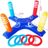Inflatable Ring Toss Pool Game Toys Floating Swimming Pool Ring with 4 Pcs Rings for Multiplayer Water Pool Game Kid Family Pool Toys & Water Fun Beach Floats Outdoor Play Game Party, Adult, Child