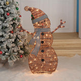 48" Light-up Rattan-Look Snowman with 105 Incandescent Lights