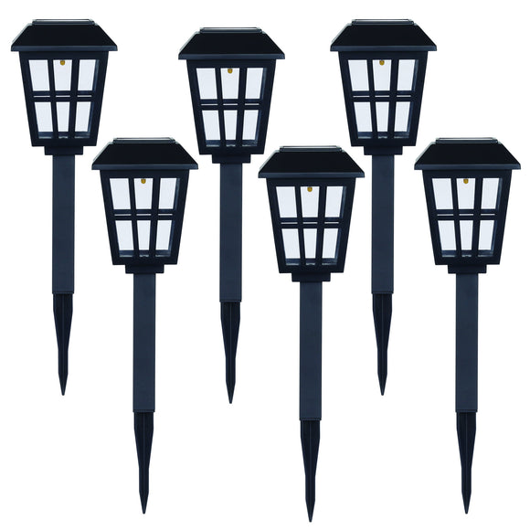 Mainstays Solar Powered Black Square Design LED Path Light, 6 Count