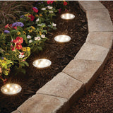 Mainstays Solar Powered Stainless Steel LED Landscape Disc Lights, 4 Count