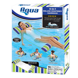 Aqua Inflatable Green Monterey Hammock Pool Float, Capacity 250 lbs.