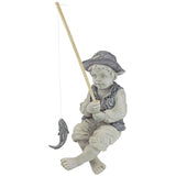 15" Frederic Little Fisherman of Avignon Boy Fishing Garden Statue