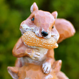 Woodland Friends Bear Fox Squirrel Statue Solar LED Lights, 13"H x 5"W x 5.25"D