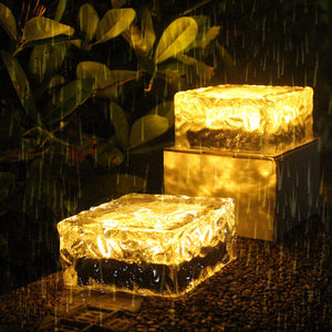 Solar Brick Lights Solar Ice Cube Light Brick Rock Lamp Frosted Glass Landscape Led Lights