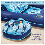 Aqua Campania Ultimate 2-in-1 Pool Float Lounge, Inflatable Pool Floats with Adjustable Backrest & Cupholder Caddy