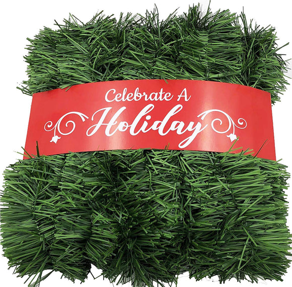 50 Foot Garland for Christmas Decorations, Non-Lit Soft Green Holiday Decor