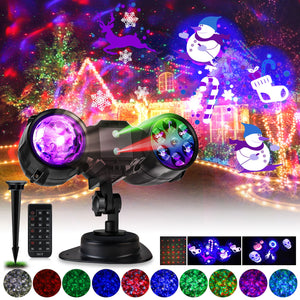 Outdoor Christmas Projector Light with Water Wave and Remote Control,12 slides 72 patterns