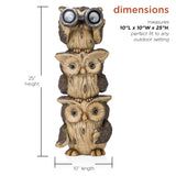 Alpine Corporation 10" x 25" Charming Stacked Owls Statue with LED Lights, Brown