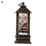 Festive Lighted Christmas Lantern with LED Lights, Lit Winter Scene with Santa Claus with Xmas List, Tree and Snow