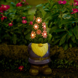 Goodeco Solar Garden Gnome Statue with Succulent Wreath and 5 Lights