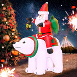 6Ft Christmas Inflatables Santa Claus Riding Bear with Gift Bag