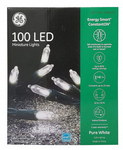GE 100 LED Miniature Lights Energy Smart ConstantOn, Pure White