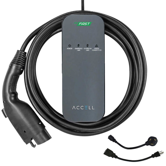 Accell AxFAST Portable Electric Vehicle EVSE Charger, Level 2 24.6 Ft