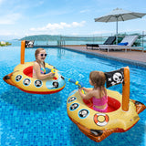 Hot Bee Inflatable Ride-on Pirate Boat, Swimming Ring Pool Floats 33.90 x 31.50 x 25.60 Inches
