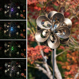 Steady Doggie Solar Wind Spinner, Magnolia Multi-Color Seasonal LED Lighting Solar Powered Glass Ball with Kinetic Wind Spinner Dual Direction