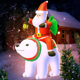 6Ft Christmas Inflatables Santa Claus Riding Bear with Gift Bag