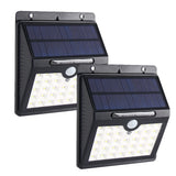 2 Pack Waterproof 33 LED Solar Powered PIR Motion Sensor Wall Light with 3 Intelligient Modes