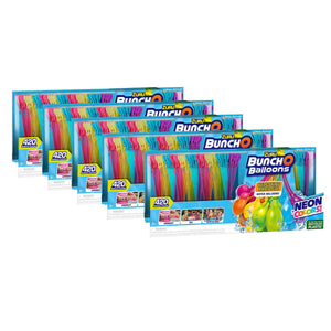 Zuru Bunch O Balloons Neon Colors Water Balloons, 5-Pack Bundle 2100 Rapid-Filling Self-Sealing Balloons