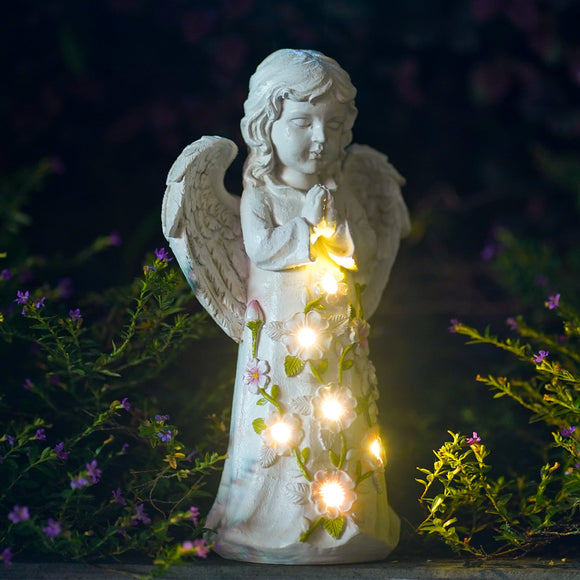 Angel Outdoor Garden Decor Statues, Solar Garden Figurines