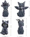 Set of 4 Magic Cat Statue, Black Cat Statue for Outdoor Yard Decoration