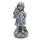 Ceramic Solar Lighted Child Garden Statue, 5.00 x 5.00 x 12.75 Inches