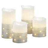 Sterno Home Flameless LED Wax Pillar Candles with Fairy Lights and Timer, 4-piece set