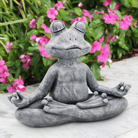 Meditating Original Zen Yoga Frog Figurine Statue, 12.5