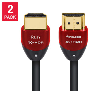 WireLogic 8 Feet Ruby HDMI Cable, 2-pack