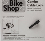 Bike Shop Combo Cable Bicycle Lock, 4ft x 8mm Combo Cable Lock