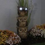 Alpine Corporation 10" x 25" Charming Stacked Owls Statue with LED Lights, Brown