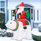 6Ft Christmas Inflatables Santa Claus Riding Bear with Gift Bag