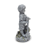 Ceramic Solar Lighted Child Garden Statue, 5.00 x 5.00 x 12.75 Inches