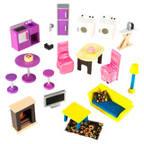 KidKraft So Chic Wooden Dollhouse with Wheels and 46 Accessories