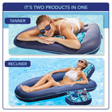 Aqua Campania Ultimate 2-in-1 Pool Float Lounge, Inflatable Pool Floats with Adjustable Backrest & Cupholder Caddy
